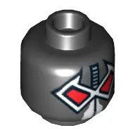 Minifig Head Bane, Dual Sided Wrestler Mask with Large Red Eyes / Yellow Hose Print [Hollow Stud]