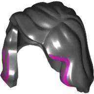 Hair Mid-Length with Part over Front of Right Shoulder and Thin Magenta Highlights Print