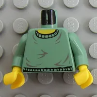 Torso Crew Neck Sweater Print, Sand Green Arms, Yellow Hands