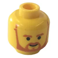 Minifig Head Obi-Wan Kenobi, Beard with Brown Trim Beard (forked below mouth) and Eyebrows Print [Blocked Open Stud]