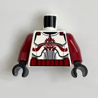 Torso Armor Clone Trooper with Dark Red Markings and Belt, Solid Light Bluish Grey Circle Print, Dark Red Arms, Black Hands