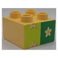 Duplo Brick 2 x 2 with Flower Wallpaper Print