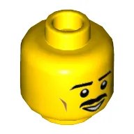 Minifig Head Fred Finley, Mustache, Eyebrows, Open Mouth Print [Hollow Stud]