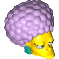 Minifig Head Special, Simpsons, Patty with Dark Turquoise Earrings and Lavender Hair Print