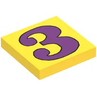 Tile 2 x 2 with Number 3 Purple Pattern