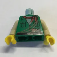 Torso Shirt, White Neck, Red Bandana, Gun Print, Tan Arms, Yellow Hands