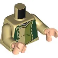 Torso, Sweater, Dark Green/Olive Green Stripes, Light Bluish Grey Shirt print, Tan Arms, Light Nougat Hands