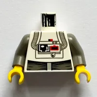Torso Jumpsuit with Chest Panel with Red Buttons and Tubes Print (AT-AT Driver), Dark Gray Arms, White Hands