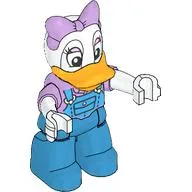 Duplo Figure with Short Sleeve Lavender Top, Dark Azure Overall print and White Arms, Lavender Bow - Dark Azure Legs (Daisy Duck)
