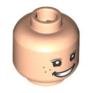 Minifig Head Edith, Dark Tan Eyebrows, Freckles, Lopsided Smile/Grin