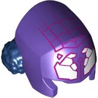 Helmet with Hair Double Buns Dark Blue, White Spider-Fangs, Dark Pink Webbings print
