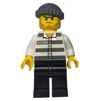 Criminal, Prison Shirt with #50380, Black Legs, Dark Bluish Gray Hat