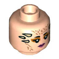 Minifig Head Theelin Dancer, Dark Pink Lips, Dark Orange Eyeshadow, Tan Horns, Neutral / Angry Print