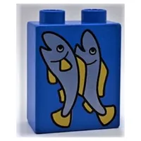 Duplo Brick 1 x 2 x 2 with 2 Fish Print