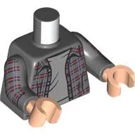 Torso, Dark Red Flannel Shirt, Light Bluish Grey Shirt print, Dark Bluish Gray Arms, Light Nougat Hands
