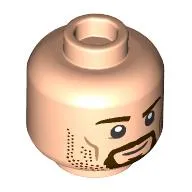 Minifig Head Aragorn, Dark Brown Eyebrows, Bear, Mustache, Stubbles, Smile/Angry Open Mouth print