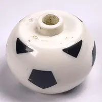 Pen Bead, Round Orb with Soccer Ball Print
