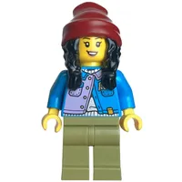 Dark Azure Torso, Olive Green Legs, Dark Red Beanie, Black Hair