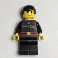 Fireman, Black Fire Jacket with Red Belt and Badge, Black Hair