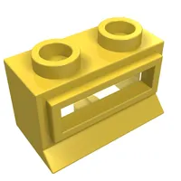 Window 1 x 2 x 1, Extended Lip, Hollow Stud [with Glass]