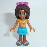 Andrea - Bright Light Orange Top, Medium Azure Skirt