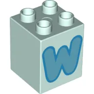 Duplo Brick 2 x 2 x 2 with Azure 'W' Print