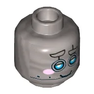 Minifig Head Fancy Pants, Dual Sided, Blue Robot Eyes, Raised Eyebrow, Pink Cheeks, Smile / Scared Print [Hollow Stud]