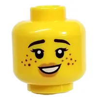 Minifig Head Potter, Freckles, Pink Lips, Nervous with Clenched Teeth / Happy with Open Teeth print