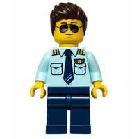 Pilot, Light Aqua Shirt, Dark Blue Legs, Dark Bronw Hair