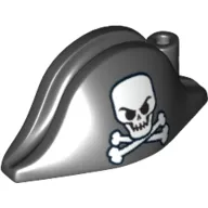 Hat Pirate Bicorne with Evil Skull and Crossbones Print