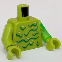 Torso, Odd Arms, Dark Green Slime Stripes, Glitter print, Left Trans-Bright Green Arm, Right Lime Arm, Lime Hands