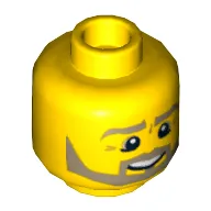 Minifig Head, Beard Dark Tan Angular, Pupils, Bottom Eye Lid Line, Teeth Print [Hollow Stud]