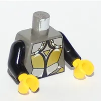 Torso Plate Armor Gold and Silver Print, Black Arms, Yellow Hands