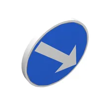 Road Sign Clip-on 2 x 2 Round with Arrow on Blue Print