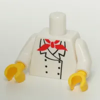 Torso Chef with 6 Buttons, Short Red Neckerchief Print, White Arms, Yellow Hands