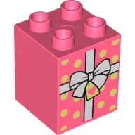 Duplo Brick 2 x 2 x 2 with Ribbon and Gift Tag Print