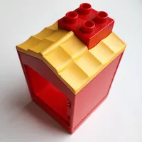 Duplo Building with Chimney, Cutout for Door / Window, Yellow Roof Shingles