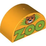 Duplo Brick 2 x 4 x 2 Curved Top with 'Zoo' and Lion Head Print