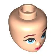 Minidoll Head, Dark Red Eyebrows, Bright Light Blue Eyes, Coral Lips