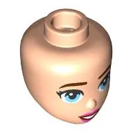 Minidoll Head, Dark Brown Eyebrows, Bright Light Blue Eyes, Dark Pink Lips