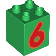 Duplo Brick 2 x 2 x 2 with Red '6' Print