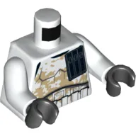 Torso Armor Stormtrooper, Black Pocket Device and Tan Dirt Stains Print, White Arms, Black Hands