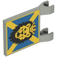 Flag 2 x 2 Square [Thin Clips] with Lion Head on Blue and Yellow X Print