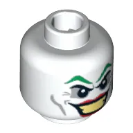 Minifig Head Joker, Green Eyebrows, Red Lips, Wide Smile / Smirk Print