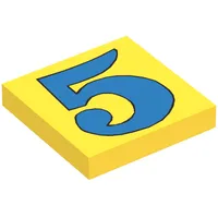 Tile 2 x 2 with Number 5 Blue print