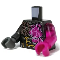 Torso, Odd Arms and Hands, Armor, Magenta Crystals print, Left Trans-Dark Pink Arm and Magenta Hand, Right Pearl Titanium Arm and Dark Bluish Grey Hand