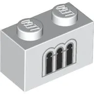 Brick 1 x 2 with Light Bluish Grey/Black Windows print