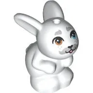 Animal, Rabbit / Bunny Sitting with Dark Bluish Grey Mustache, Brow/Blue Eyes print
