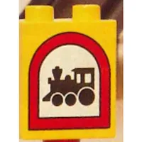 Duplo Brick 1 x 2 x 2 with Road Sign Train Print