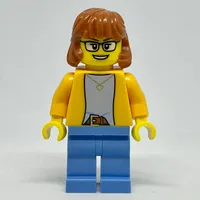 Woman, Bright Light Orange Torso, Medium Blue Legs, Long Dark Orange Hair